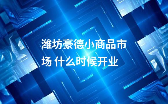 潍坊豪德小商品市场 什么时候开业